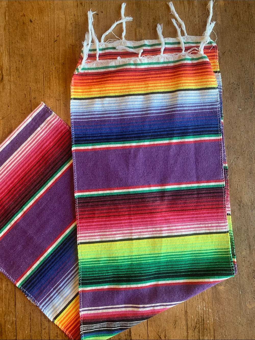 Vibrant Striped Table Runner and Napkin Set - Purple Multicolor